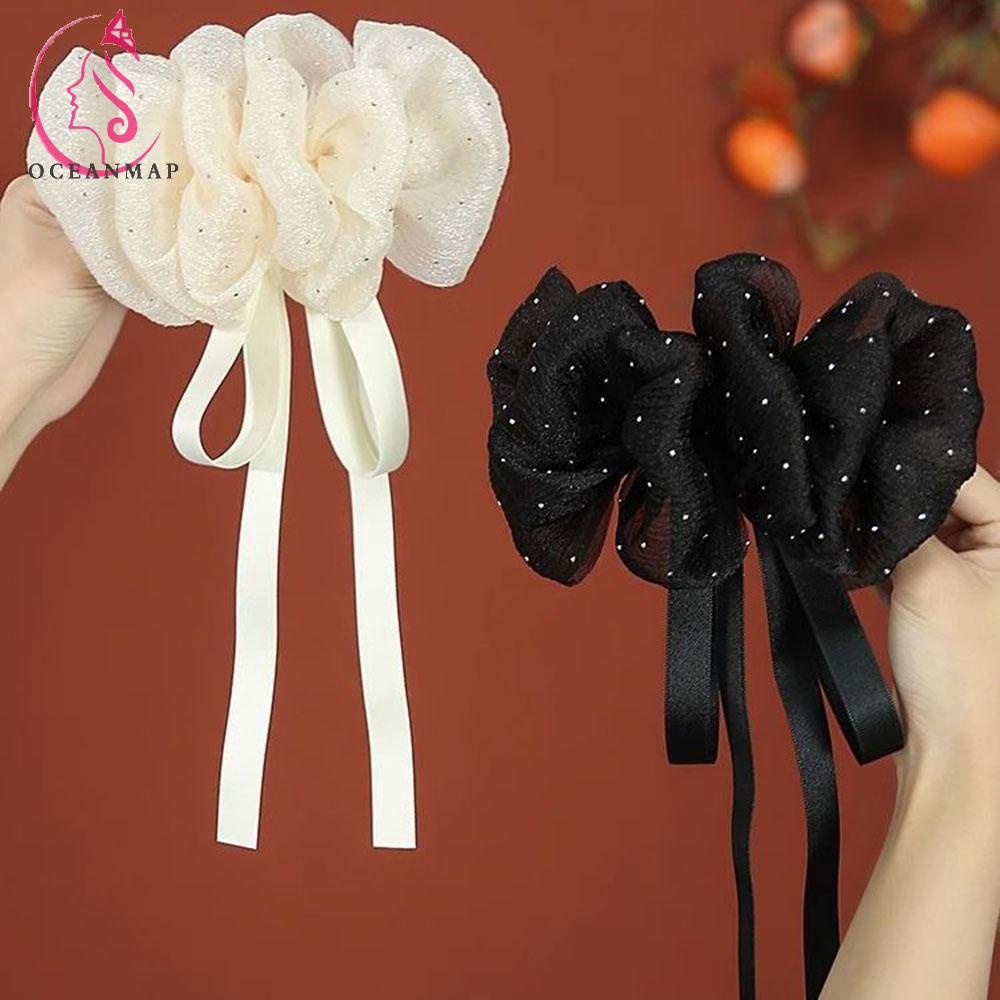 OCEANMAP Kẹp Tóc Nơ Lưới Cỡ Lớn Dễ Thương Cho Nữ