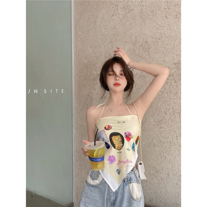 Áo Hai Dây Ôm Ngực Màu Trơn Phong Cách Desire Dễ Thương Cho Nữ