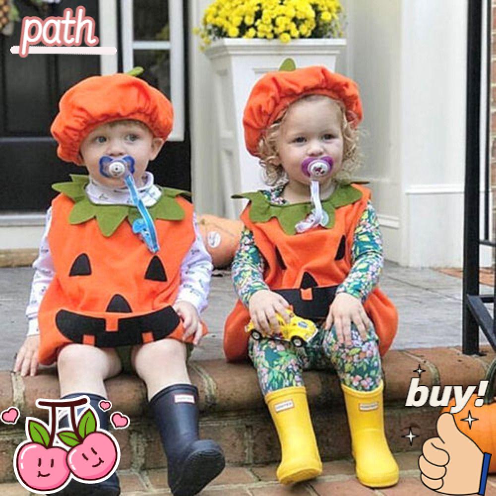 PATH Áo Liền Quần Bằng Cotton Mềm Mại Không Tay Họa Tiết Bí Ngô Halloween Dễ Thương Cho Bé