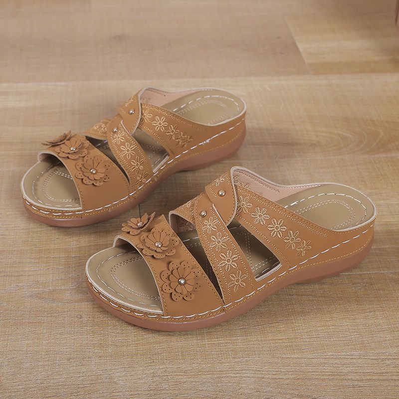 Dép Đế Xuồng Thêu Hoa Xinh Xắn Thời Trang Xuân Hè Cho Nữ Size 41 42