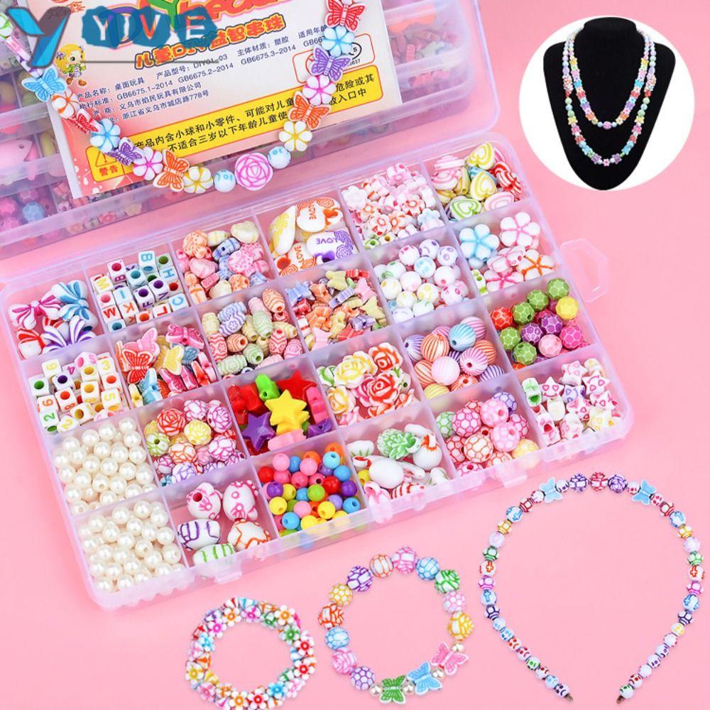 YVE Đồ Chơi Vòng Cổ 24 Ngăn Xỏ Hạt Màu Cầu Vồng Đa Năng Giáo Dục Sớm Cho Bé DIY