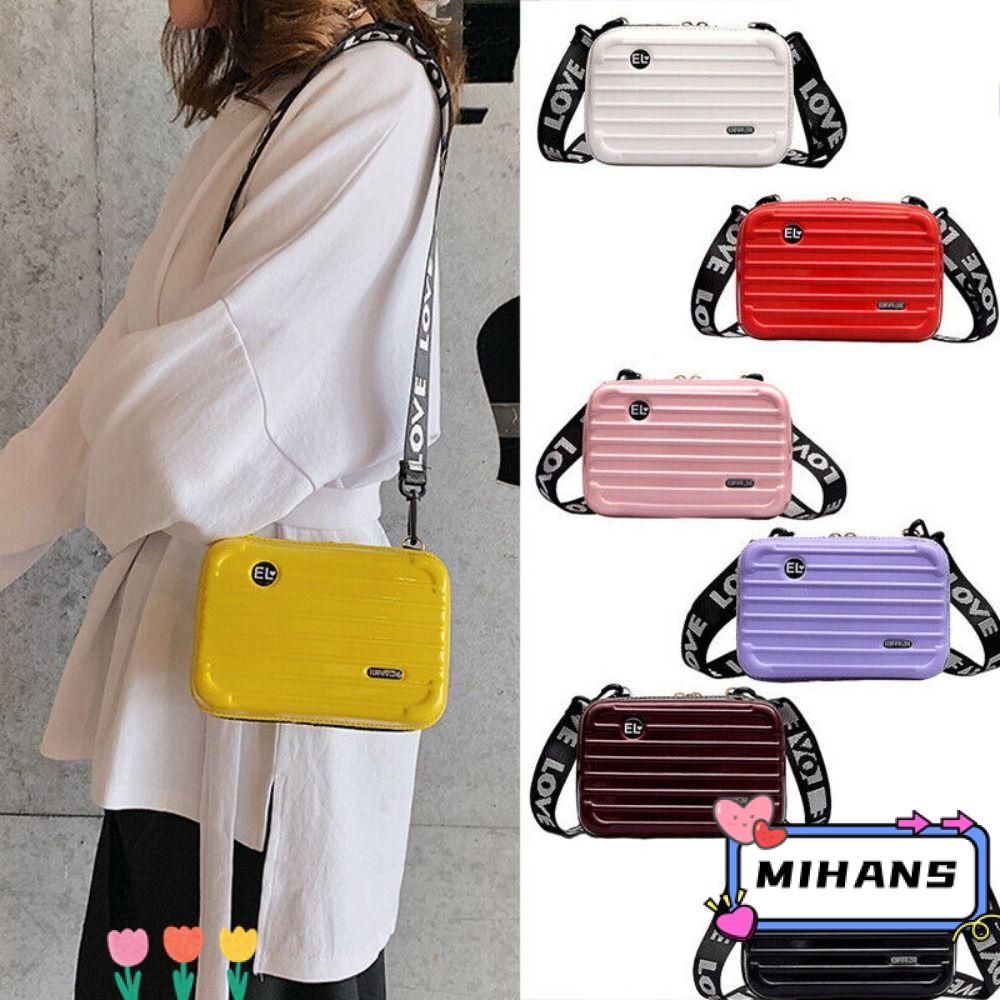 MIH Túi Đeo Vai / Xách Tay / Đeo Chéo Vỏ Cứng Hình Vali Đựng Mỹ Phẩm Có Khóa Kéo Cho Nữ