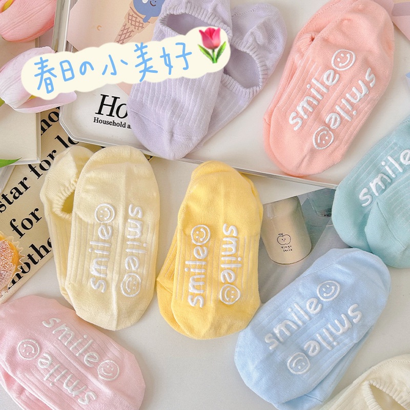 Vớ Cotton Cổ Thấp Thoáng Khí Thấm Hút Mồ Hôi Màu Sắc Ngọt Ngào Thời Trang Mùa Hè Cho Nữ