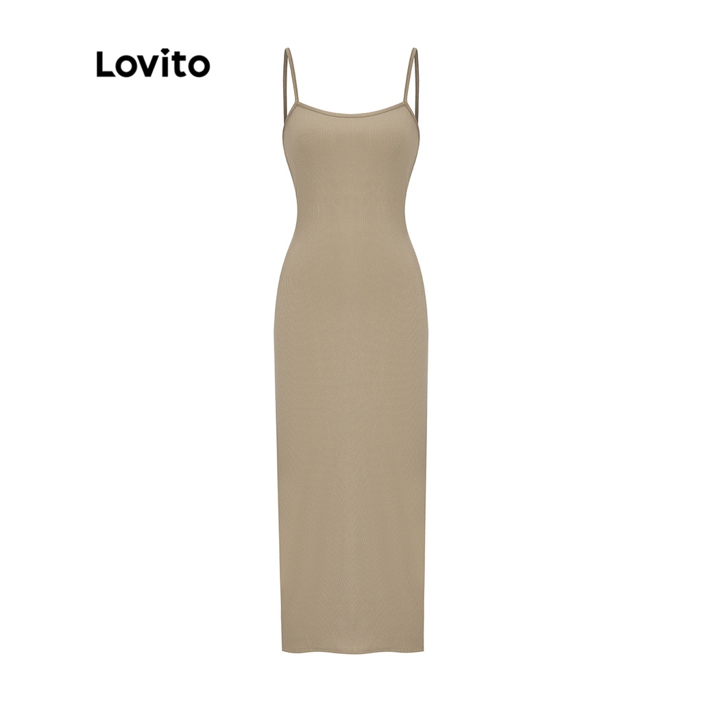 Lovito Đầm suông phối ren giản dị cho nữ L56ED152 (Màu nâu)