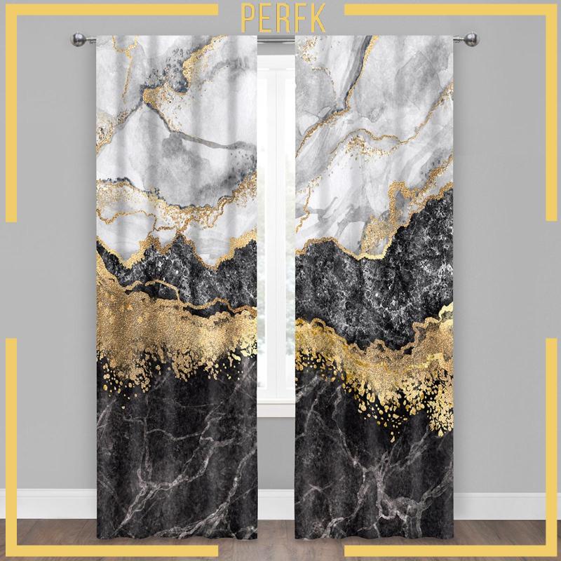 Set 2 Rèm Cửa Họa Tiết Đá Cẩm Thạch Hiện Đại Dành Cho Cửa Sổ / Quán Cà Phê
