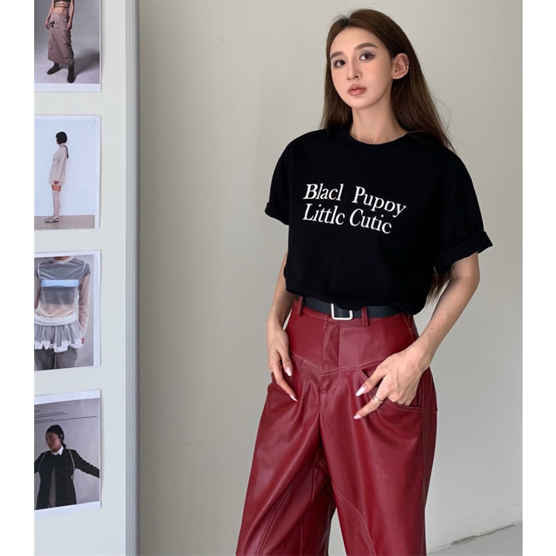 Áo Thun Ngắn Tay Dáng Rộng In Chữ Cá Tính Theo Phong Cách Mùa Hè