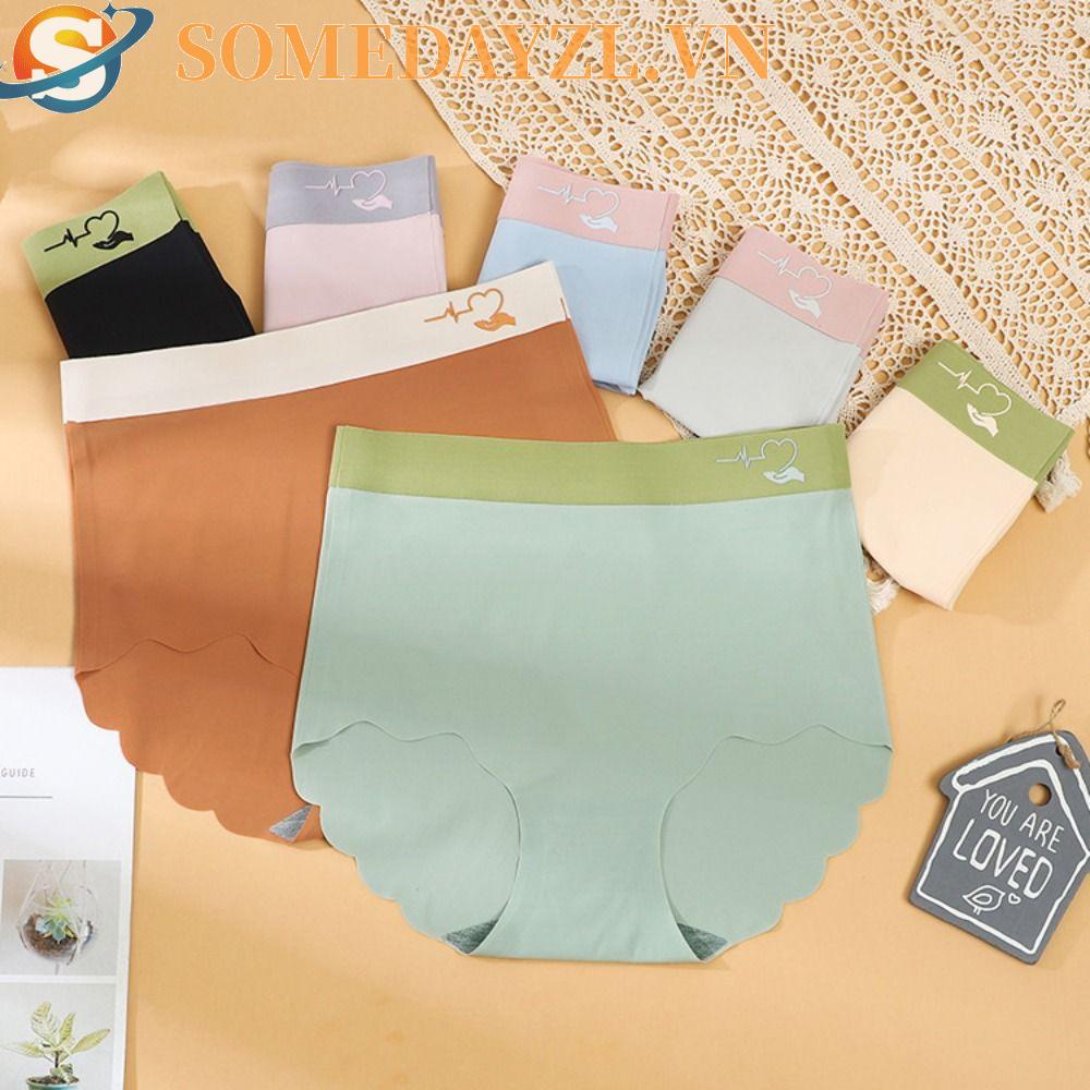 SOMEDAYZL Quần Lót Lụa Lưng Cao Màu Sắc Đơn Giản Cho Nữ