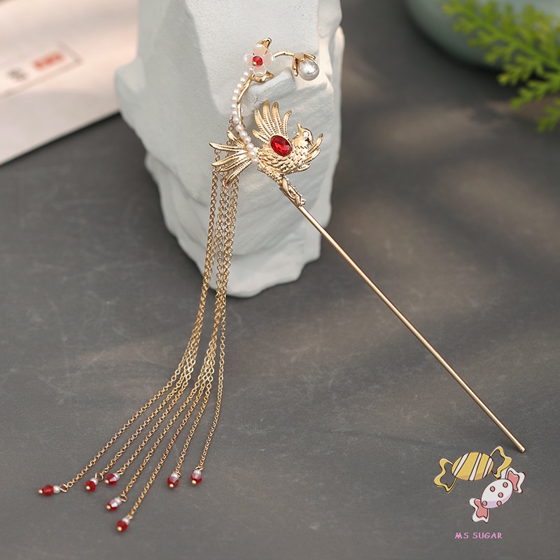 YADORNOS Trâm Cài Tóc Tua Rua Vàng Phong Cách Trung Hoa Cổ Điển Cho Nữ