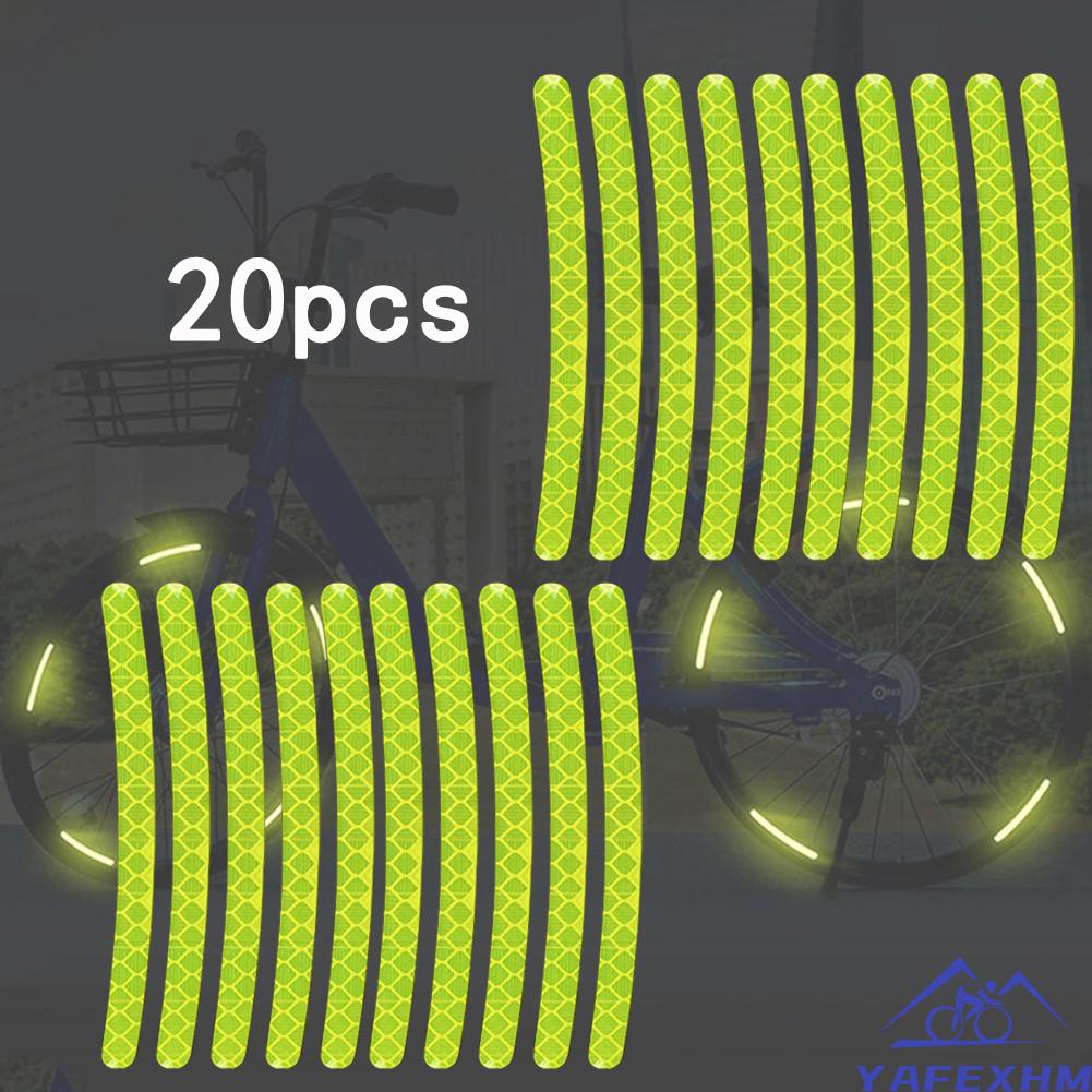 Bộ 20 Miếng Dán Phản Quang 90 * 7mm Trang Trí Viền Bánh Xe
