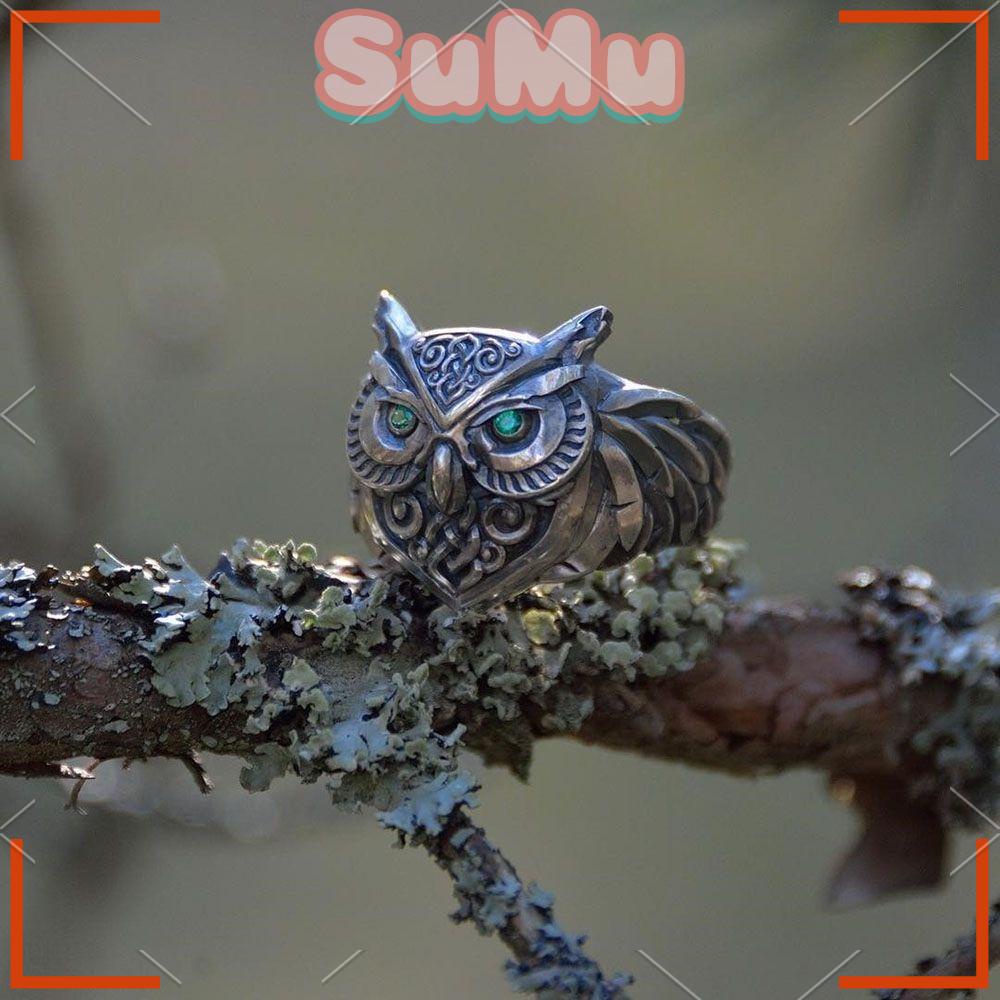 SUMU Nhẫn Hình Chim Cú 3D Thời Trang