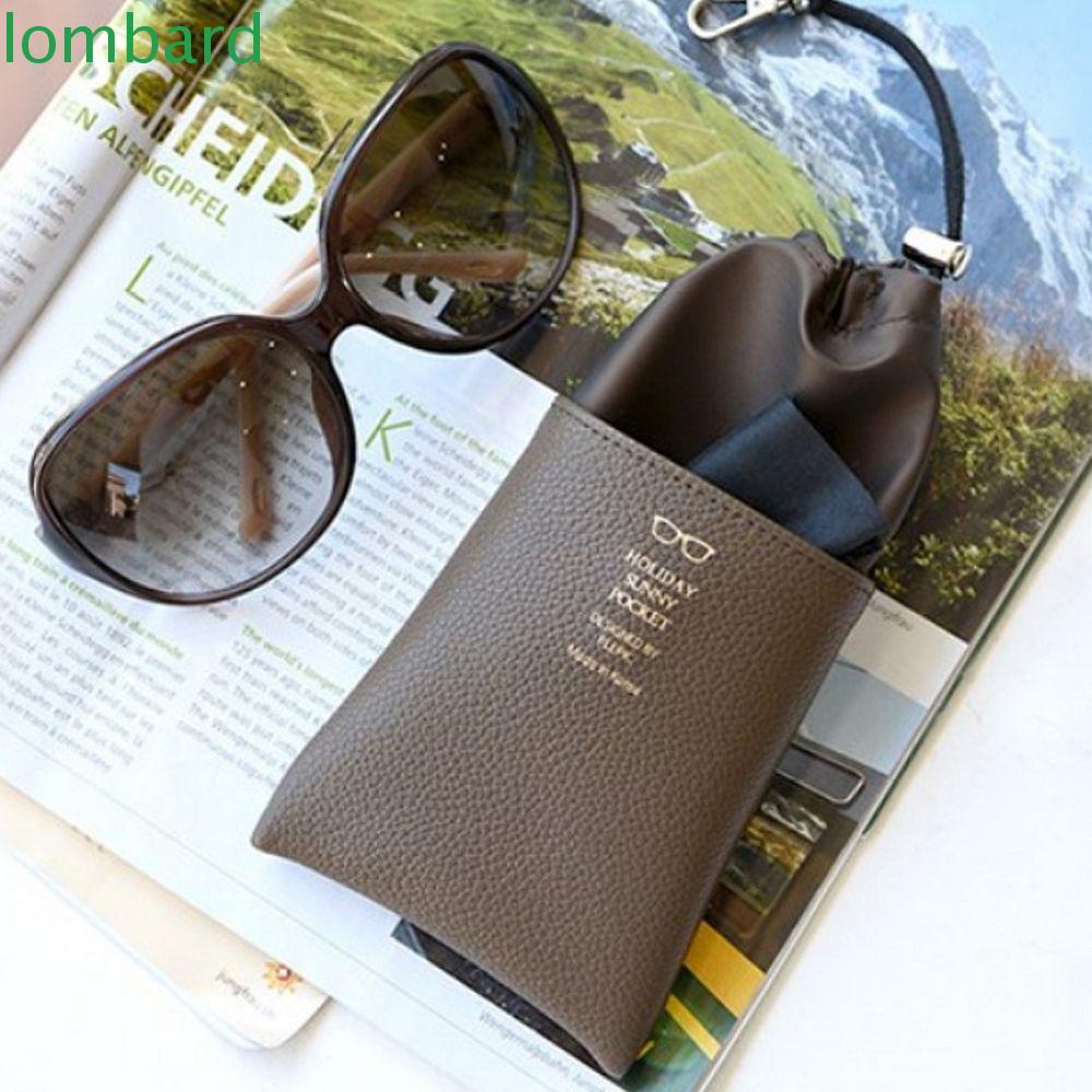 LOMBARD Túi Dây Rút Đựng Mắt Kính Màu Trơn Mềm Mại Phong Cách Retro