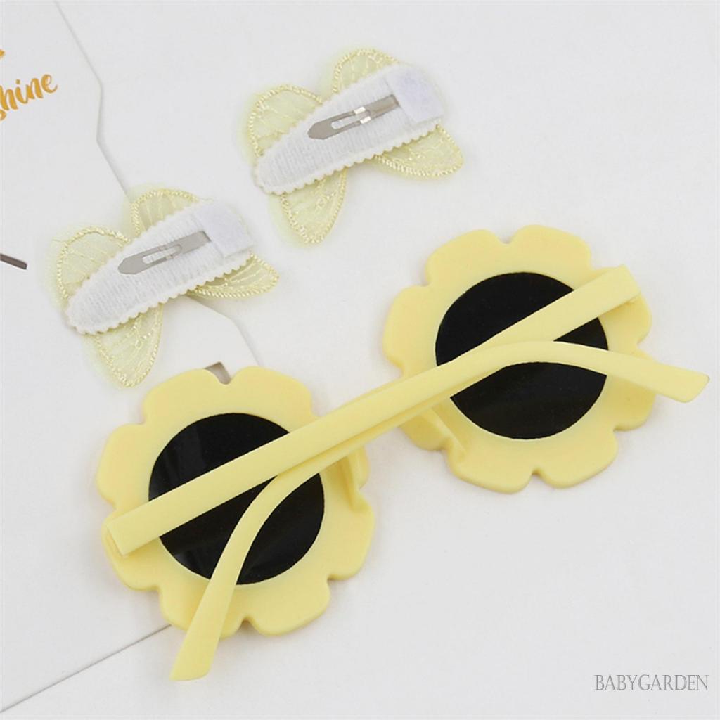 / / Bộ Kẹp Tóc Kính Mát Hình Bướm / Hoa Hướng Dương Hoạt Hình Cho Bé Gái Dự Tiệc