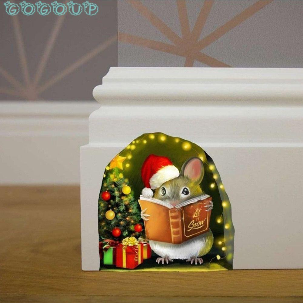 GOGOUP Miếng Dán Tường Trang Trí Hình Lỗ Chuột Dễ Thương
