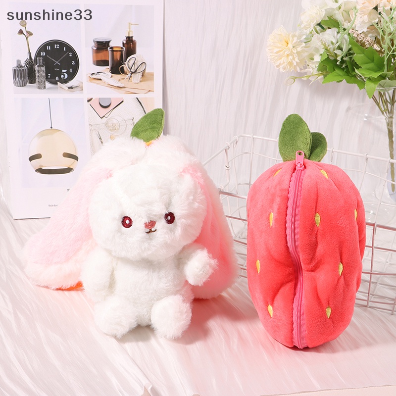 1 Thỏ Nhồi Bông Ẩn Trong Túi Dâu Tây / Cà Rốt Dễ Thương