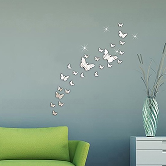 Miếng Dán Tường Tráng Gương Hình Cánh Bướm Lớn Trang Trí Nhà Cửa