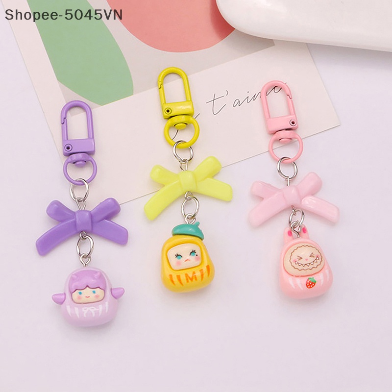 Móc Khóa Hình Búp Bê Hoạt Hình 3D Bằng Nhựa Resin Dễ Thương