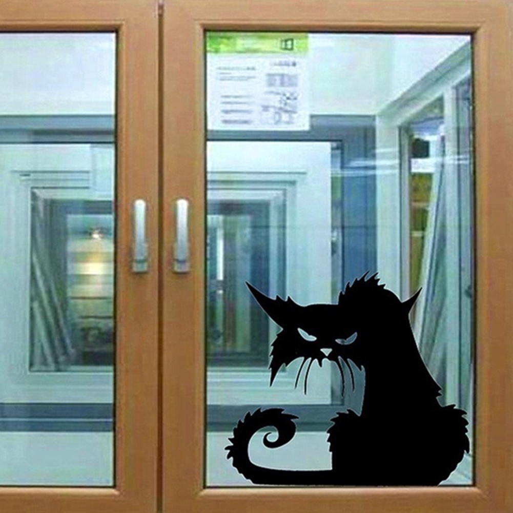 Miếng Dán Tường Trang Trí Hình Mèo Đen Chống Nước DIY
