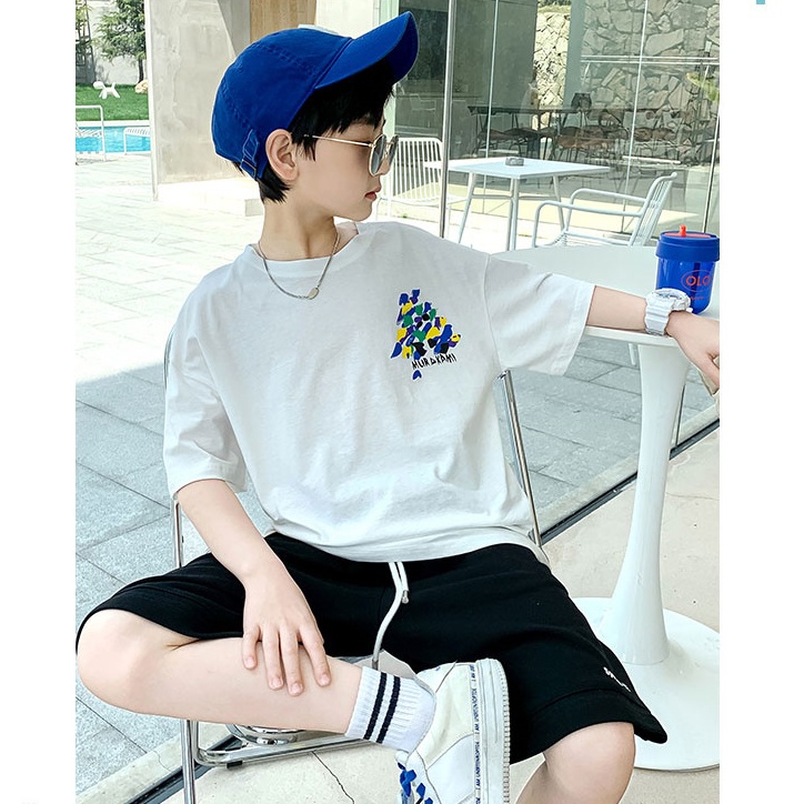 Mới Áo Thun Tay Ngắn Dáng Rộng 100% Cotton Cho Bé