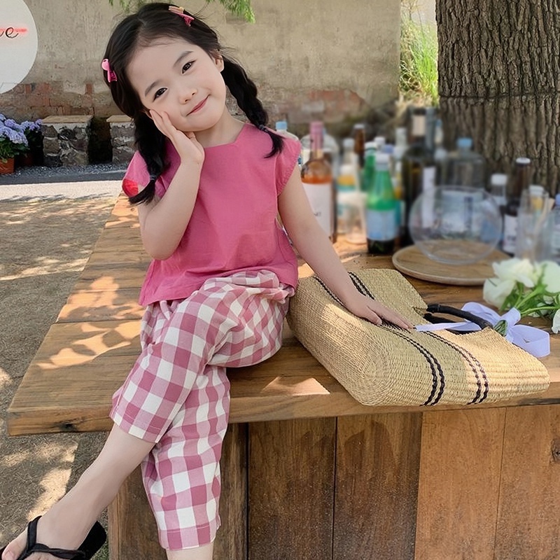 Bộ Áo Không Tay + Quần Ống Rộng Thời Trang Mùa Hè Cho Bé Gái