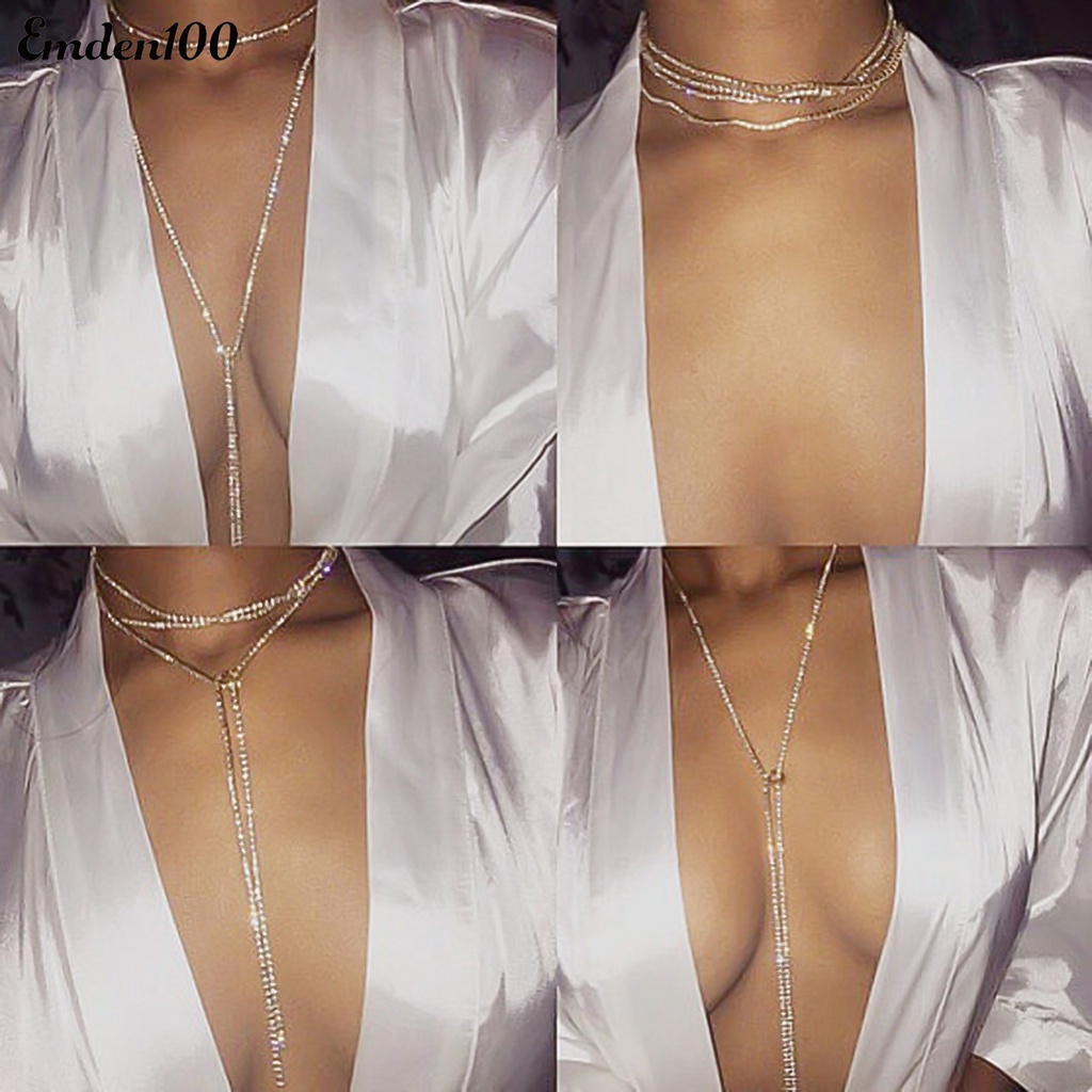 Vòng Cổ Choker Dáng Dài Đính Đá Thời Trang Cá Tính