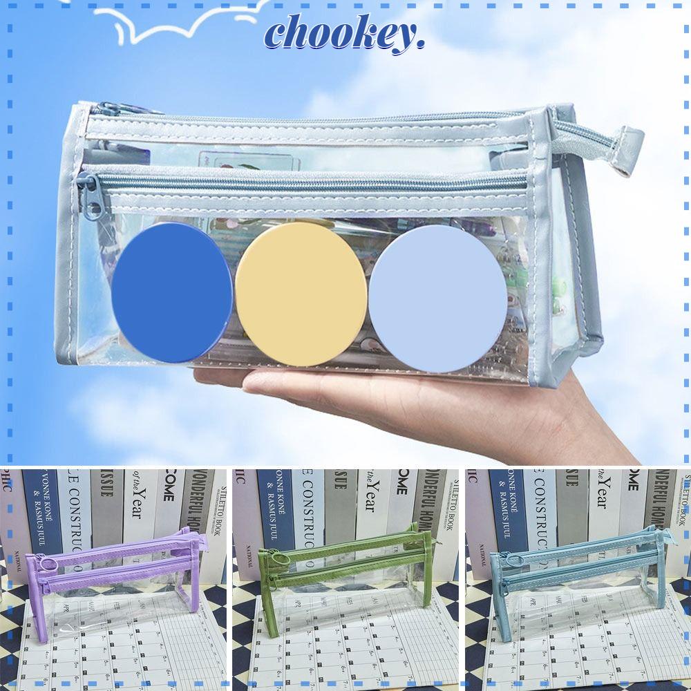 CHOOKEY Túi Đựng Bút Bằng Vải Canvas Hai Lớp Họa Tiết Dễ Thương