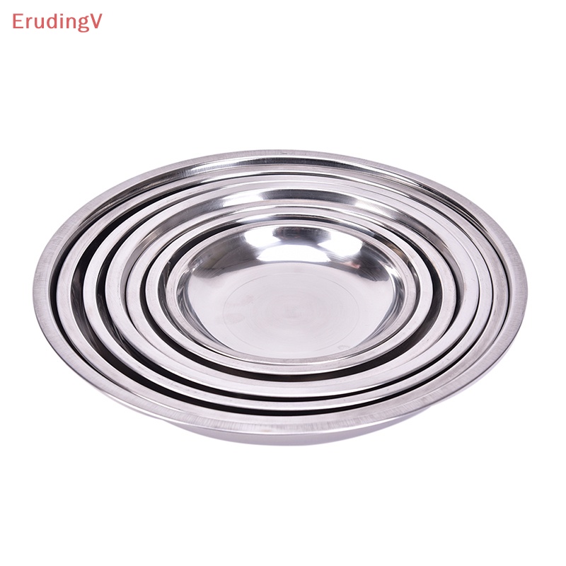 Đĩa Tròn Đựng Thức Ăn Đường Kính 14-26cm Bằng Thép Không Gỉ