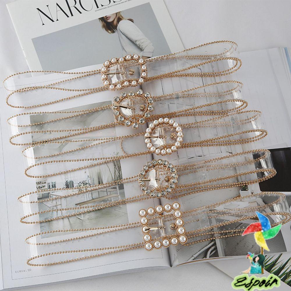 ESPO Thắt Lưng Nhựa PVC Đính Kim Cương Nhân Tạo Thời Trang