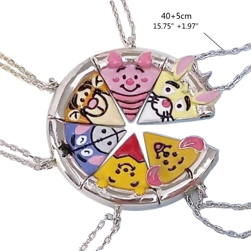 Nav 6 cái nam châm vòng cổ thu hút pizza mặt dây chuyền cặp đôi trang sức tình bạn