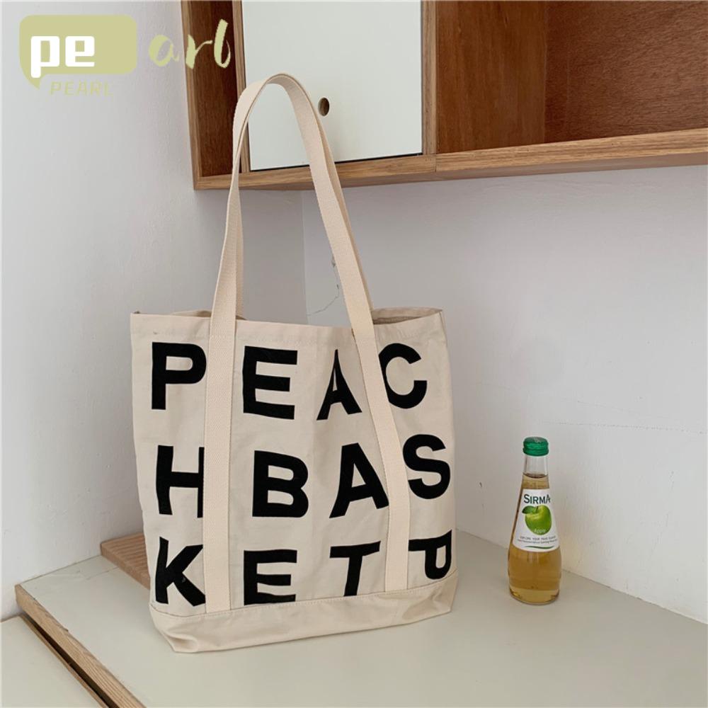 PEARLVN Túi Tote Mềm In Họa Tiết Hoạt Hình / Chữ Cái Siêu Bền Tiện Dụng