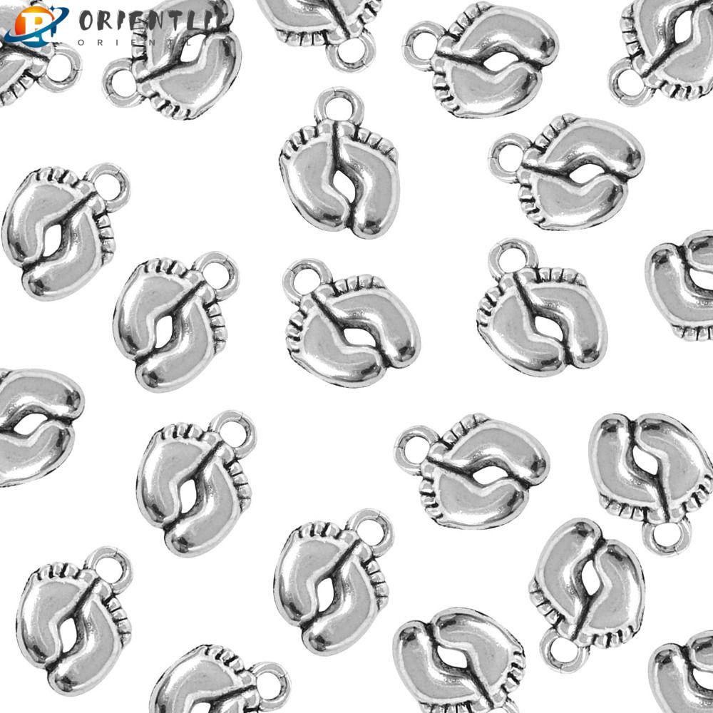 ORIENTLII Set 120 Mặt Dây Chuyền Bạc Hình Dấu Chân Đáng Yêu Kích Thước 14x10mm