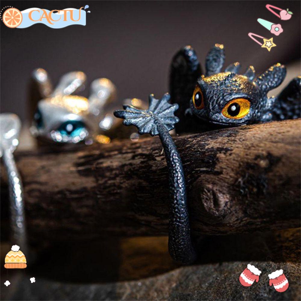 CACTU Nhẫn Cặp Hình Rồng Phong Cách Rock Gothic Thời Trang