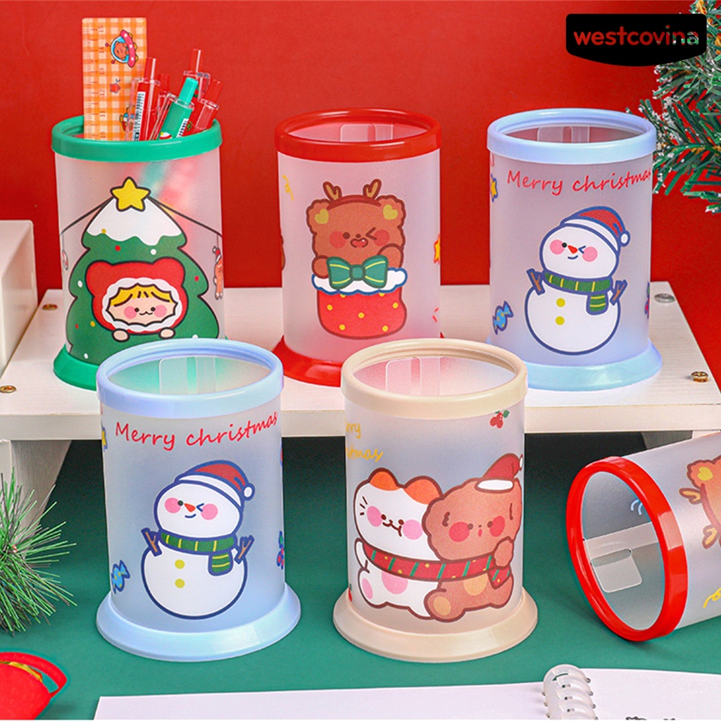 [WSTN]✎Túi Đựng Bút Đa Năng Sức Chứa Lớn Tiết Kiệm Không Gian Họa Tiết Giáng Sinh Hoạt Hình Dễ Thương