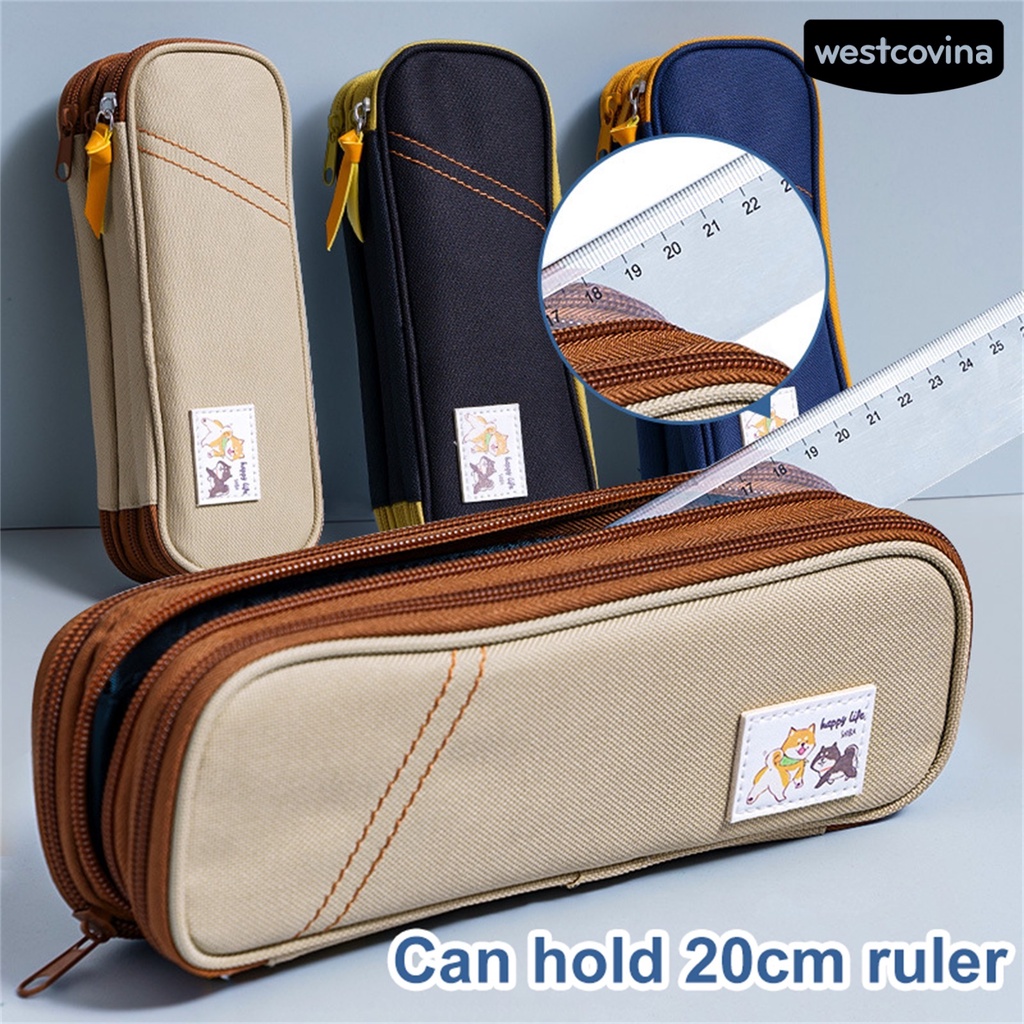 [WSTN]✎Túi Đựng Bút Bằng Vải Oxford Sức Chứa Lớn In Họa Tiết Chó Kangaroo Có Tay Cầm Tiện Dụng
