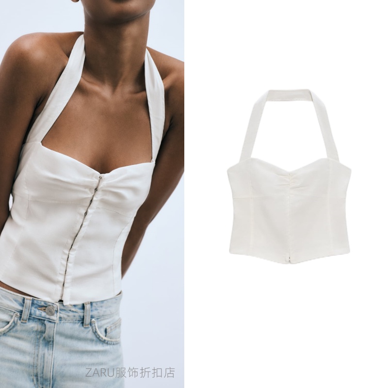 Zara Áo Hai Dây Vải Lanh Co Giãn Hở Lưng Gợi Cảm Cho Nữ 4661011