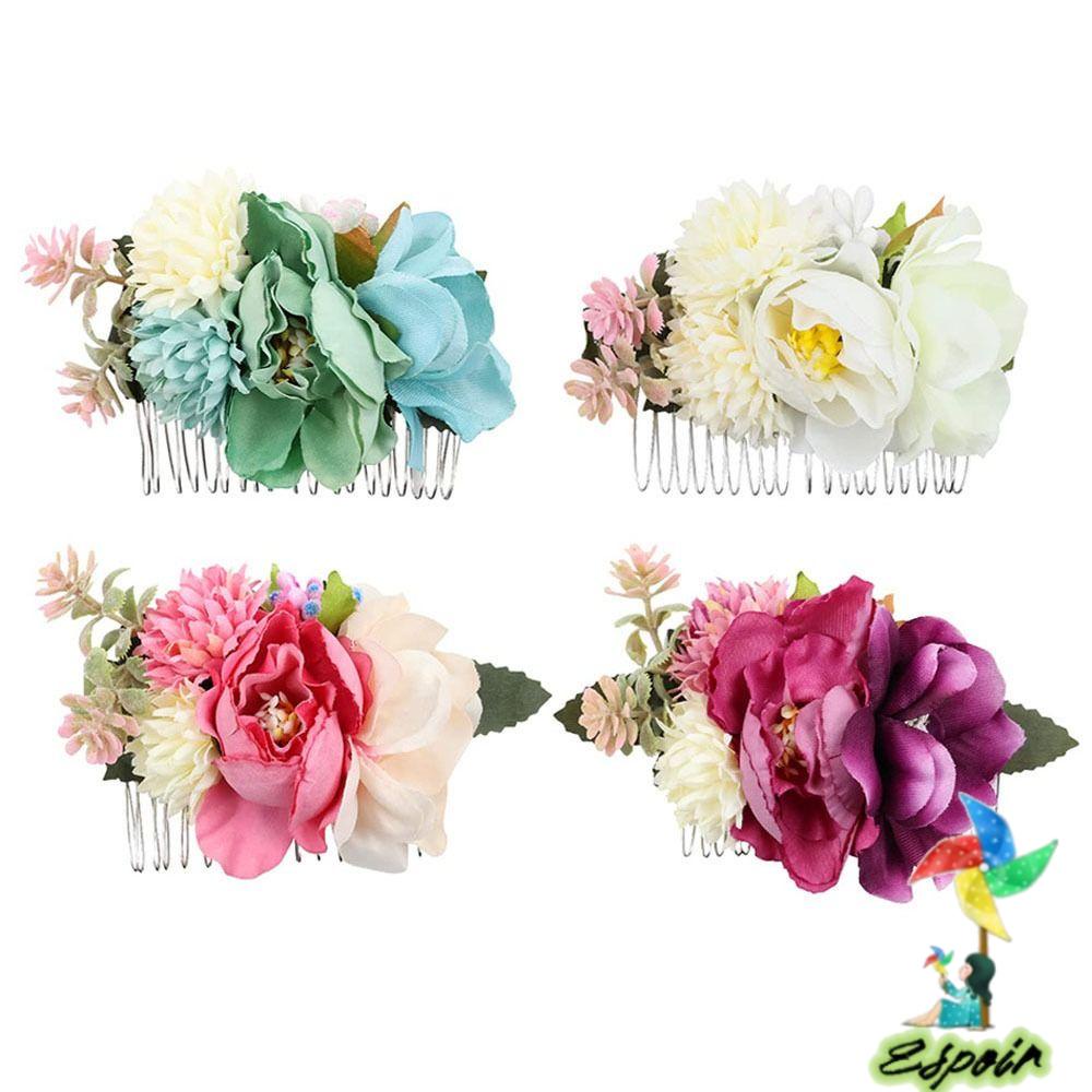 ESPO Lược Cài Tóc Hình Hoa Đính Pha Lê Cho Cô Dâu