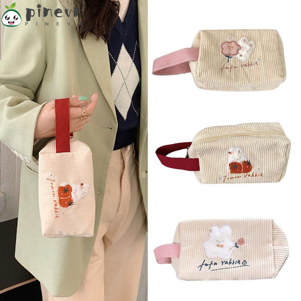 PINEVN Túi Đựng Bút / Mỹ Phẩm Cỡ Lớn Thêu Hoa / Thỏ Dễ Thương Cho Học Sinh