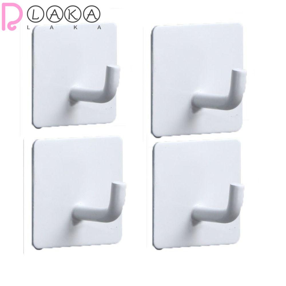 LAKAMIER Set 4 Móc Treo Đồ Dán Tường Bằng Thép Không Gỉ Màu Trắng / Đen Tiện Dụng Cho Nhà Bếp