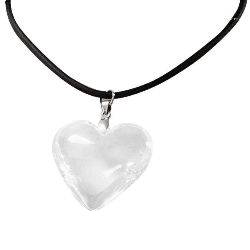 Vòng cổ Mặt Hình Trái Tim Trong Suốt Thanh Lịch
