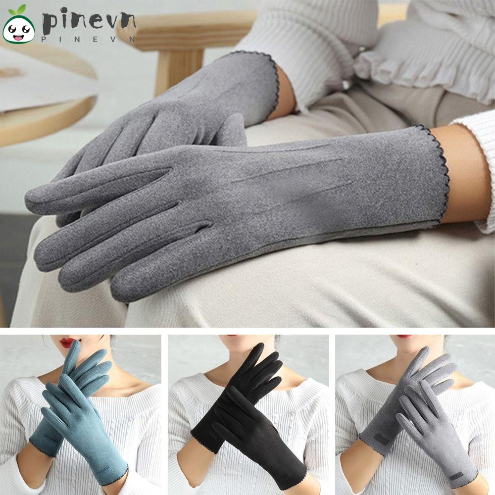 PINEVN Găng Tay Lái Xe Lông Cừu Ấm Áp Thời Trang Thu Đông Cho Nữ