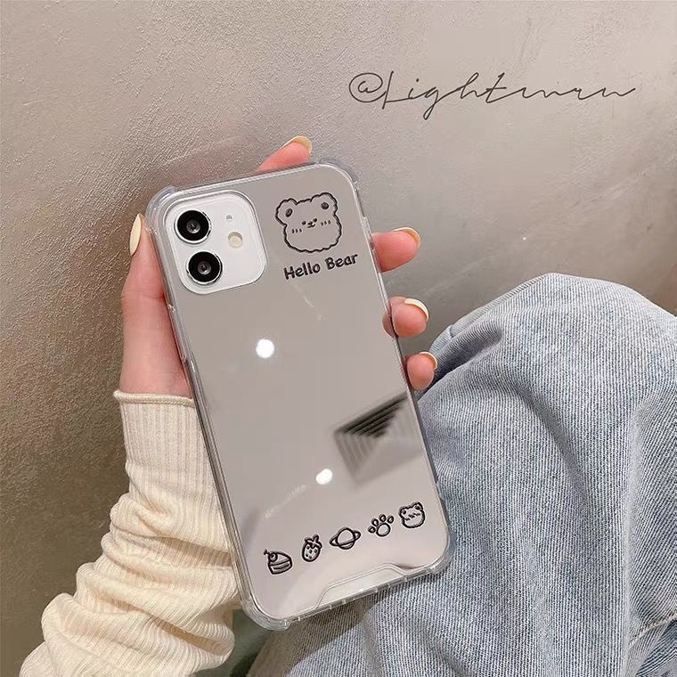 Ốp Điện Thoại Mặt Gương Hình Gấu Đáng Yêu