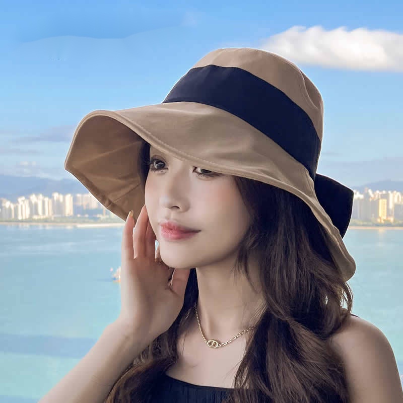 Nón Tai Bèo Rộng Vành Màu Trơn Thắt Nơ Thời Trang Xuân Hè Mới Cho Nữ