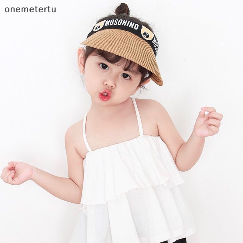 Mũ Cói Vành Rộng Hở Chóp Chống Nắng Thời Trang Mùa Hè Dễ Thương Cho Bé 2-8 Tuổi