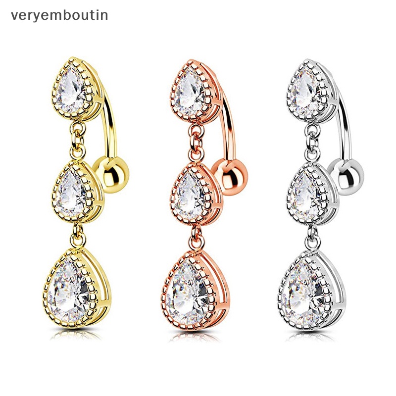 Khuyên Rốn Hình Giọt Nước Bằng Thép Không Gỉ Đính Đá Quyến Rũ Cho Nữ
