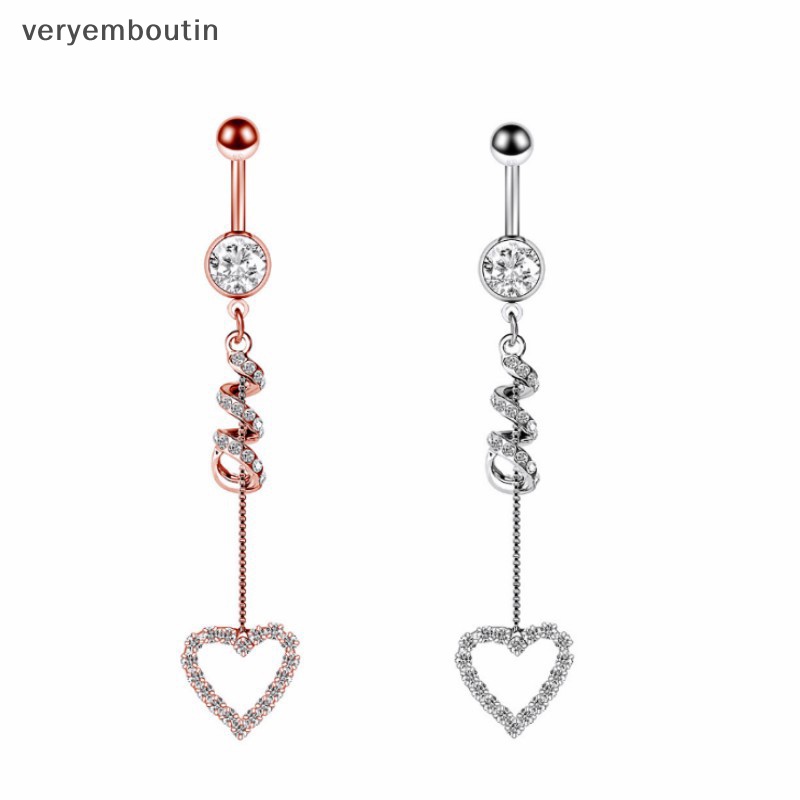 Khuyên Rốn Dáng Dài Mặt Hình Trái Tim Thời Trang Cho Nữ