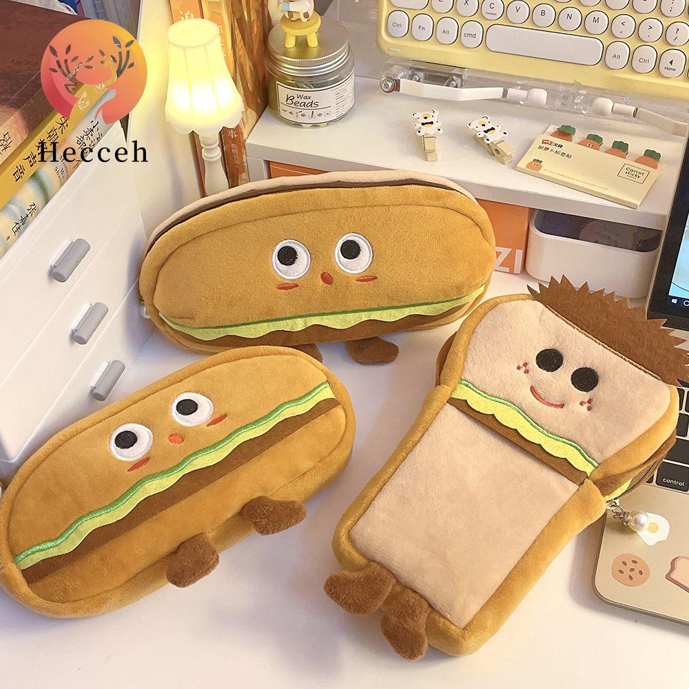 HECCEH Túi Đựng Bút Cỡ Lớn Hình Hamburger Dễ Thương Ốp
