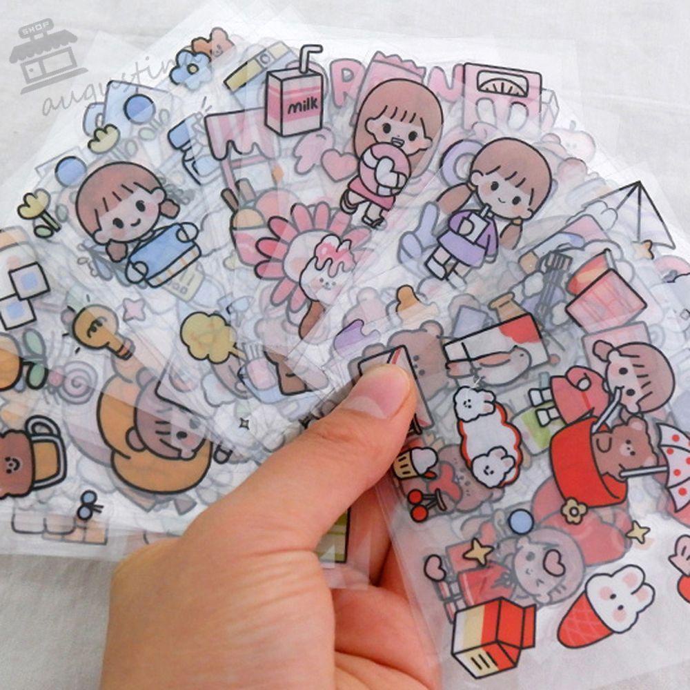 AUGUSTINA Sticker Dán Trang Trí Sổ Tay Chống Nước Hình Thỏ Dễ Thương