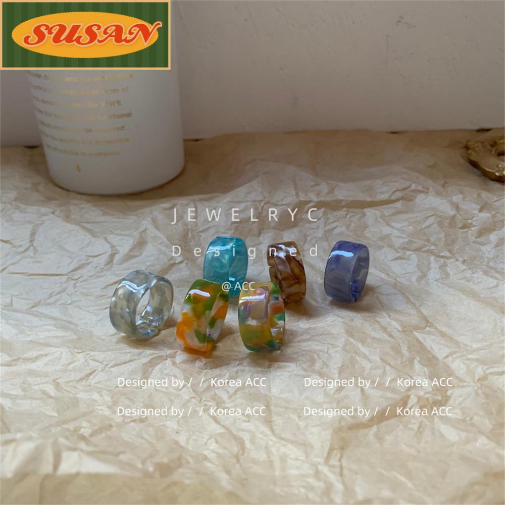 SUSANS Nhẫn Acrylic Dày Dặn Nhiều Màu Thời Trang Mùa Hè Cho Nữ