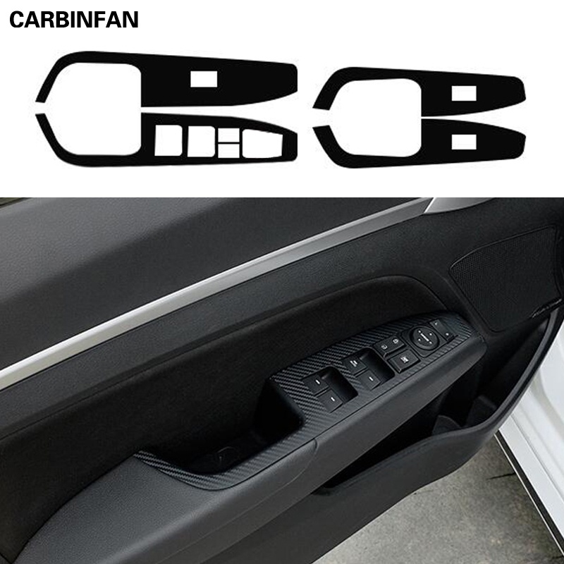 Kiểu Dáng Xe Màu Đen Carbon Decal Cửa Sổ Ô Tô Nâng Nút Công Tắc Bảng Điều Khiển Bao Viền Miếng Dán Dành Cho Xe Hyundai Elantra AD 2016-2020 Avante