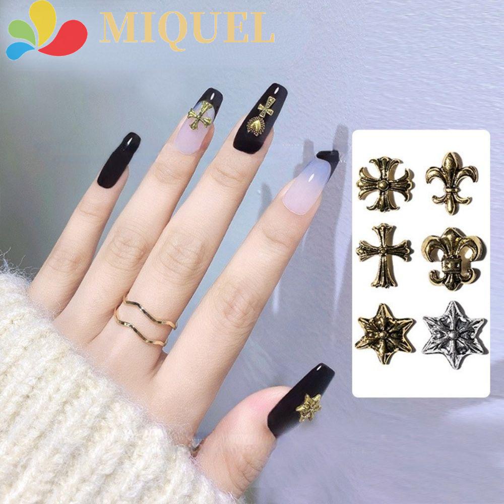 MIQUEL Phụ Kiện Charm Phong Cách Rock Cổ Điển Trang Trí Móng Tay