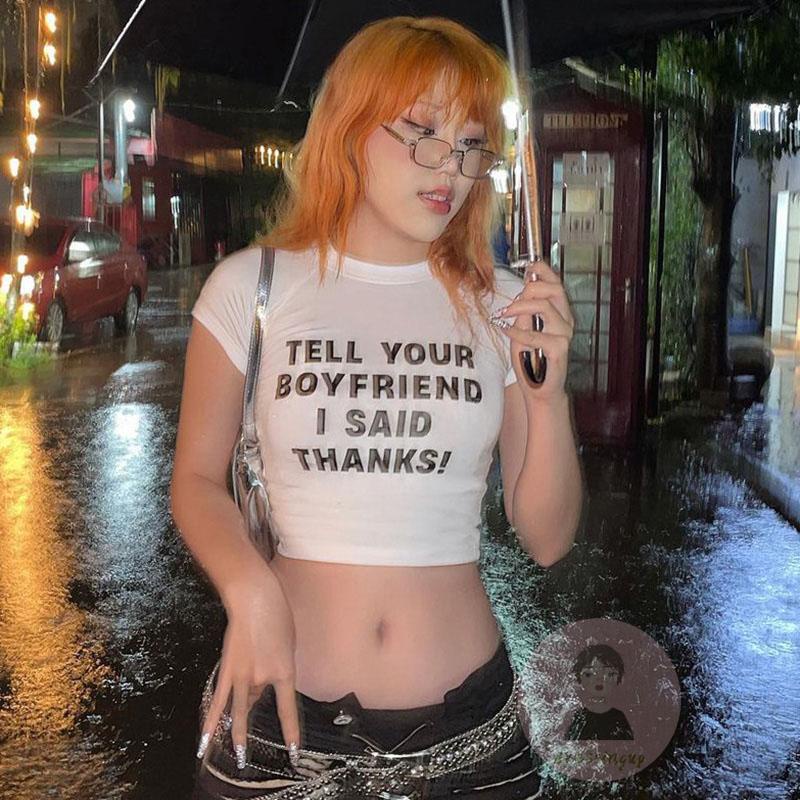 Áo Thun Ngắn Tay In Chữ Thiết Kế Đơn Giản Cho Nữ